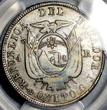 1857 PCGS VF 35 Ecuador 4 Reales Quito Mint Liberty Head Silver Coin (26072101D)