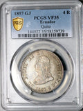 1857 PCGS VF 35 Ecuador 4 Reales Quito Mint Liberty Head Silver Coin (26072101D)