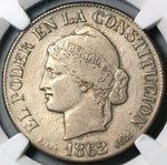 1862 NGC VF 35 Ecuador 4 Reales Quito Barre Rare Silver Coin (23040901D)