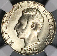 1930 NGC MS 63 Ecuador 50 Centavos Mint State Key Date Silver Coin (23102902C)