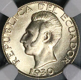 1930 NGC MS 63 Ecuador 50 Centavos Mint State Key Date Silver Coin (23102902C)