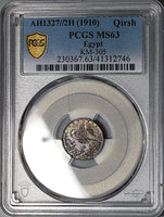 1910 PCGS MS 63 Egypt Ottoman Empire 1 Qirsh 1327/2H Silver Coin (24012303C)