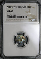 1910 NGC MS 65 Egypt Ottoman Empire 1 Qirsh 1327/2H Silver Coin (24012304C)