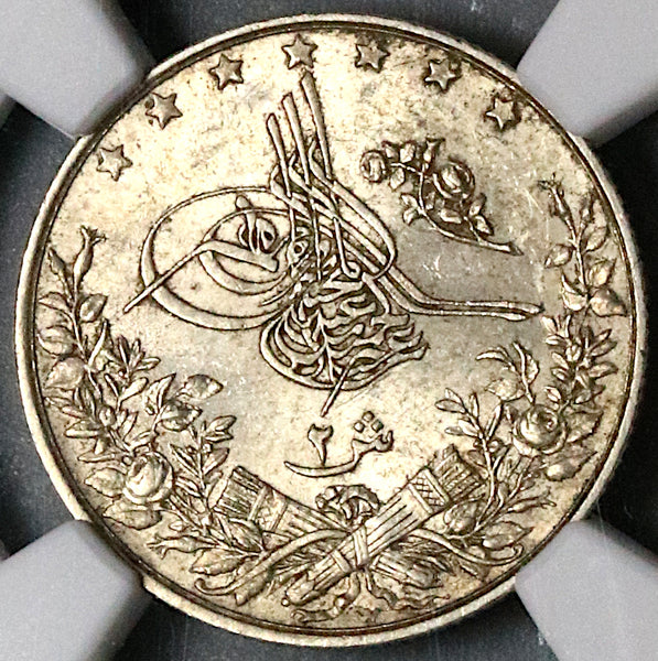 1885 NGC MS 63 Egypt 2 Qirsh Ottoman Empire 1293/10W Silver Coin (23101501C)