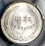1911 PCGS MS 64 El Salvador 10 Centavos Rare Mint State Silver Coin (26042301C)