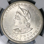 1914 NGC MS 64 El Salvador Peso Columbus Mint State Silver Coin (23071801D)