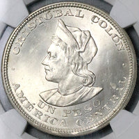 1914 NGC MS 64 El Salvador Peso Columbus Mint State Silver Coin (23071801D)