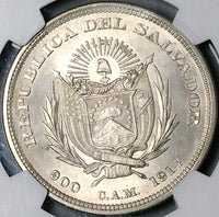 1914 NGC MS 64 El Salvador Peso Columbus Mint State Silver Coin (23071801D)