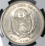 1914 NGC MS 64 El Salvador Peso Columbus Mint State Silver Coin (23071801D)