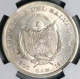 1914 NGC MS 64 El Salvador Peso Columbus Mint State Silver Coin (23071801D)