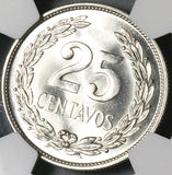 1943 NGC MS 64 El Salvador 25 Centavos Gem 90% Silver Coin (25101902D)