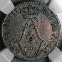1818-A NGC VF French Guiana 10 Centimes Louis XVIII Paris Mint Coin (25052401C)