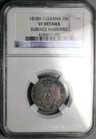 1818-A NGC VF French Guiana 10 Centimes Louis XVIII Paris Mint Coin (25052401C)