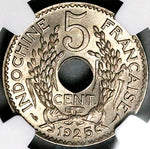 1925 NGC MS 64 French Indo China 5 Cents Vietnam Mint State Coin (24082702C)