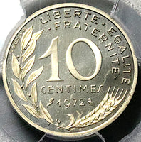 1972 PCGS SP 68 France 10 Centimes Piefort Specimen Paris COA Silver Coin (25070801C)