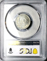 1972 PCGS SP 68 France 10 Centimes Piefort Specimen Paris COA Silver Coin (25070801C)