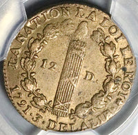 1791-A PCGS MS 64 France 12 Deniers Louis XVI Revolution Coin POP 2/0 (23042801C)
