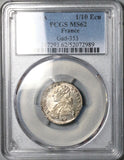 1782-AA PCGS MS 62 France Louis XVI 12 Sols Metz 1/10 Ecu 16k Rare Silver Coin POP 1/0 (26022603C)