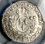 1783-A PCGS AU 53 France Louis XVI 1/20 Ecu 6 Sols Paris Mint Silver Coin POP 1/1 (26042302C)