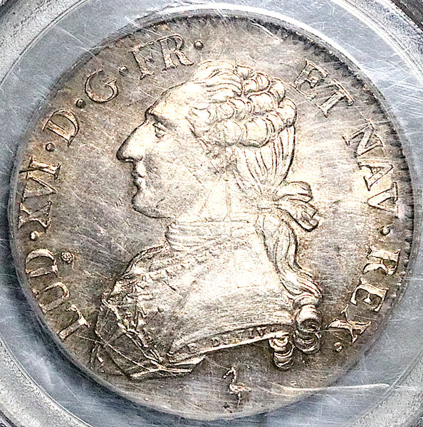 1784-A PCGS MS 62 Louis XVI France 1/2 Ecu Paris Mint Silver Coin POP 1/0 (25103001D)
