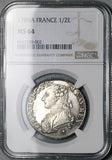 1789-A NGC MS 64 Louis XVI France 1/2 Ecu Paris Mint Gem Silver Coin POP 2/0 (26032203C)