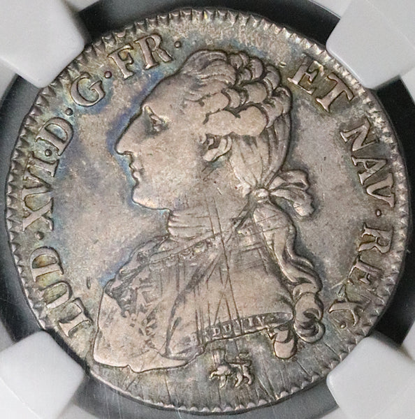 1792-A NGC VF 35 Louis XVI France 1/2 Ecu Paris Royal Silver Coin (25111501C)