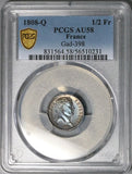1808-Q PCGS AU 58 France Napoleon 1/2 Franc Perpignan Rare Silver Coin POP 1/0 (26031601C)