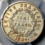 1809-A PCGS AU 53 France 1/2 Franc Napoleon I Paris Mint Silver Coin POP 1/5 (26040705C)
