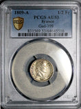 1809-A PCGS AU 53 France 1/2 Franc Napoleon I Paris Mint Silver Coin POP 1/5 (26040705C)
