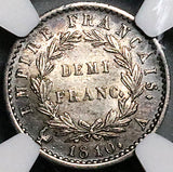 1810-A NGC AU 58 France Demi 1/2 Franc Napoleon I Paris Coin POP 1/1 (25071601C)