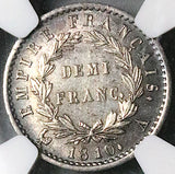 1810-A NGC AU 58 France Demi 1/2 Franc Napoleon I Paris Coin POP 1/1 (25071601C)