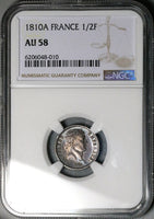 1810-A NGC AU 58 France Demi 1/2 Franc Napoleon I Paris Coin POP 1/1 (25071601C)