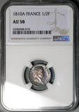 1810-A NGC AU 58 France Demi 1/2 Franc Napoleon I Paris Coin POP 1/1 (25071601C)