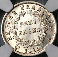 1812-A NGC MS 63 France 1/2 Demi Franc Napoleon I Paris Silver Coin (23042903C)