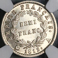 1812-A NGC MS 63 France 1/2 Demi Franc Napoleon I Paris Silver Coin (23042903C)