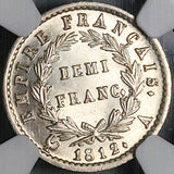 1812-A NGC MS 63 France 1/2 Demi Franc Napoleon I Paris Silver Coin (23042903C)