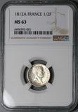 1812-A NGC MS 63 France 1/2 Demi Franc Napoleon I Paris Silver Coin (23042903C)