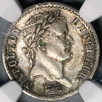 1813-A NGC MS 62 France 1/2 Demi Franc Napoleon I Paris Mint Silver Coin (25041204C)