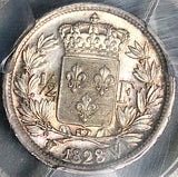 1828-W PCGS MS 65 France 1/2 Franc Charles X GEM Lille Silver Coin POP 2/0 (26020504C)