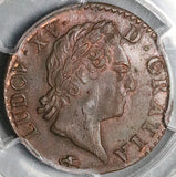 1770-D PCGS MS 63 Louis XV France 1/2 Sol Lyon Rare Copper Coin POP 1/0 (25112701C)