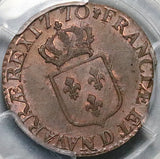 1770-D PCGS MS 63 Louis XV France 1/2 Sol Lyon Rare Copper Coin POP 1/0 (25112701C)