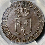 1783-A PCGS AU 50 Louis XVI France 1/2 Sol Paris Mint Rare Copper Coin POP 1/1 (26101501C)
