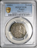 1553-I PCGS VF 30 France Henry II Teston Limoges Mint Silver Coin POP 1/0 (26042503C)