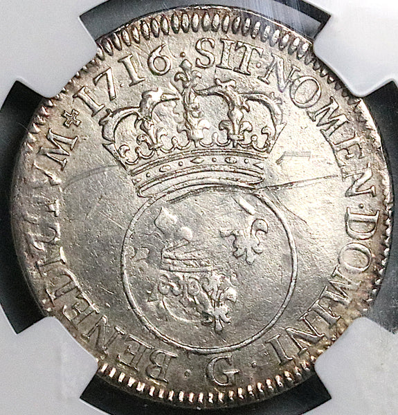 1716-G NGC XF France Louis XV 1/4 Ecu Poitiers Mint Silver