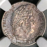 1834-H NGC AU 58 France 1/4 Franc Louis Philippe I 46k La Rochelle Mint Silver Coin POP 1/0 (25111402C)
