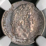 1834-H NGC AU 58 France 1/4 Franc Louis Philippe I 46k La Rochelle Mint Silver Coin POP 1/0 (25111402C)