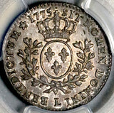 1775-L PCGS AU 58 France Louis XVI 1/5 Ecu 24 Sols 17k Silver Coin POP 1/1 (26090401C)