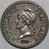 1851-A France 1 Centime AU 2nd Republic Bronze Coin (23091401R)