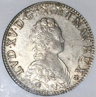 1716-A NGC XF 45 France Louis XV Ecu Paris Mint Overstruck Silver Coin (25060101D)