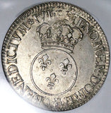 1716-A NGC XF 45 France Louis XV Ecu Paris Mint Overstruck Silver Coin (25060101D)